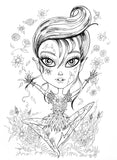 Coloring Book Collection One 20 Original Pages Whimsical Fairy Fantasy Line Art