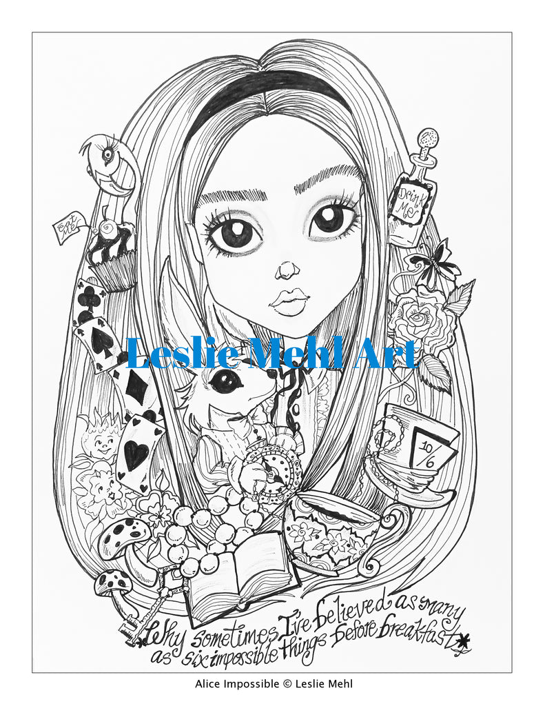 Coloring Book Collection One 20 Original Pages Whimsical Fairy Fantasy Line Art