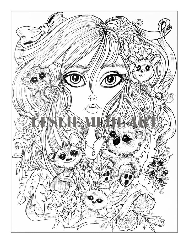 Coloring Book Collection One 20 Original Pages Whimsical Fairy Fantasy Line Art