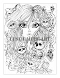 Coloring Book Collection One 20 Original Pages Whimsical Fairy Fantasy Line Art