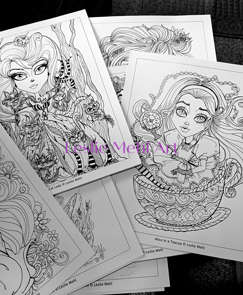 Fantasy Coloring Book 20 Original Line Art Loose Leaf Pages