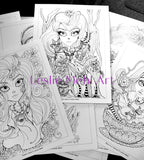 Fantasy Coloring Book 20 Original Line Art Loose Leaf Pages