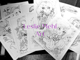 Fantasy Coloring Book 20 Original Line Art Loose Leaf Pages