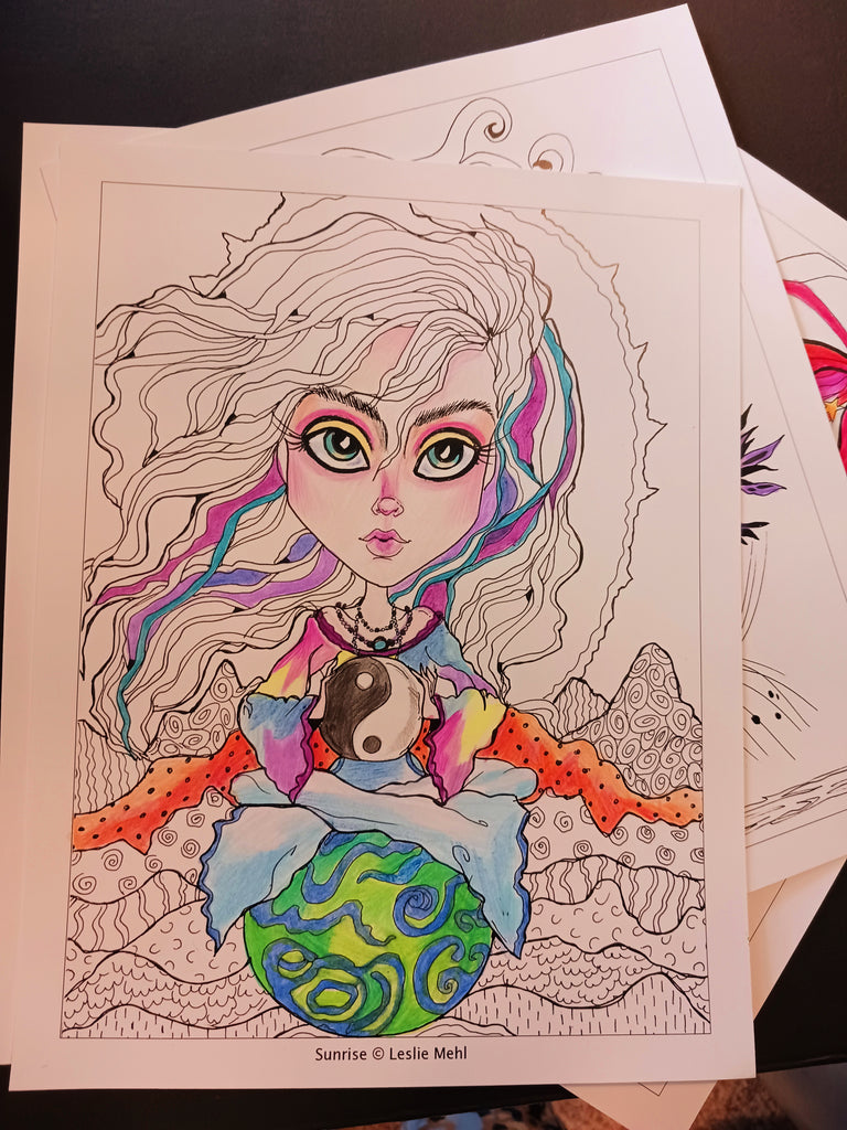Fantasy Coloring Book 20 Original Line Art Loose Leaf Pages