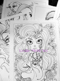Fantasy Coloring Book 20 Original Line Art Loose Leaf Pages