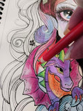 Coloring Book Collection One 20 Original Pages Whimsical Fairy Fantasy Line Art
