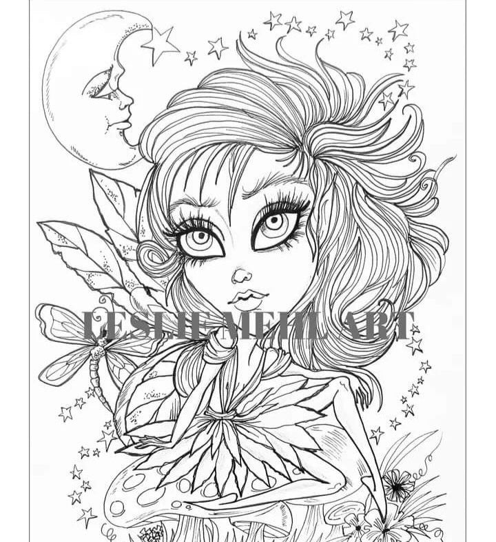 Coloring Book Collection One 20 Original Pages Whimsical Fairy Fantasy Line Art