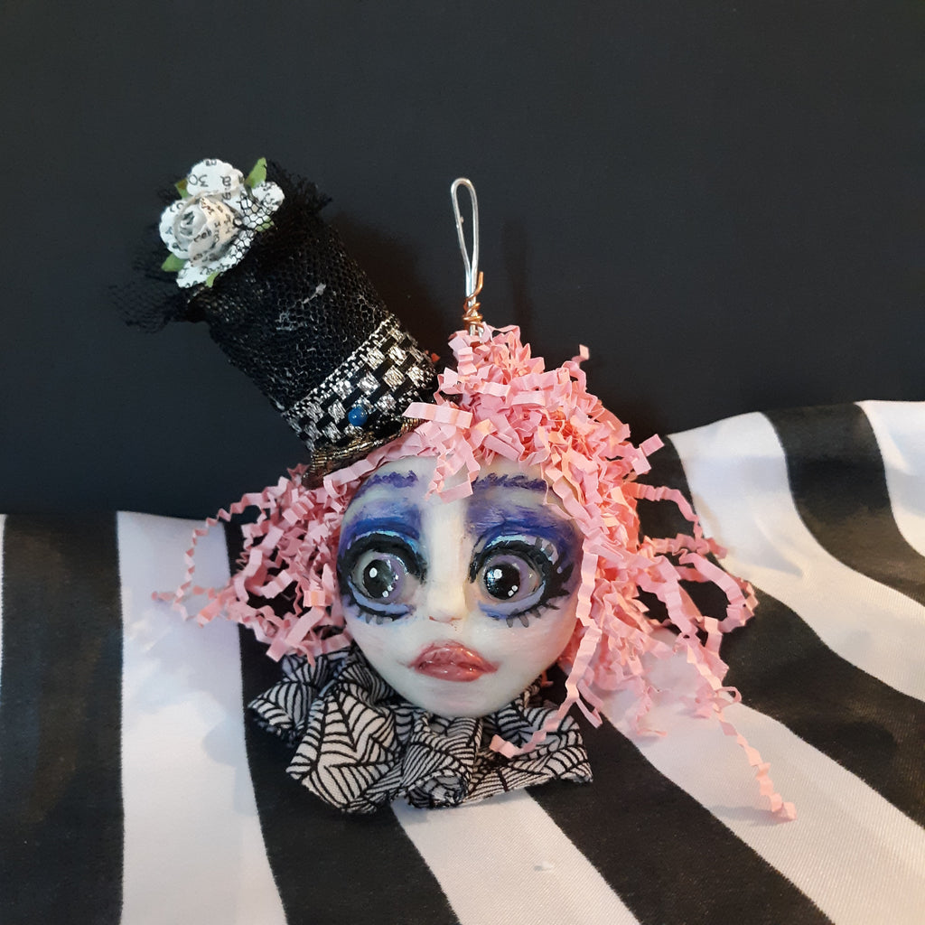 OOAK Pinky Blackheart Handmade Polymer Clay Custom Doll Art