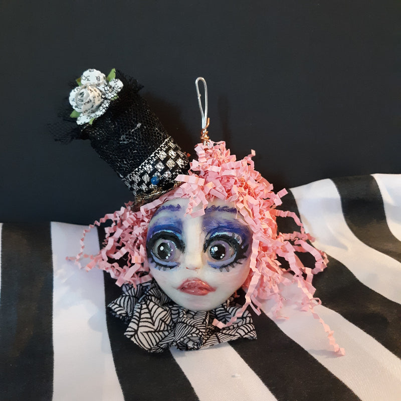 OOAK Pinky Blackheart Handmade Polymer Clay Custom Doll Art