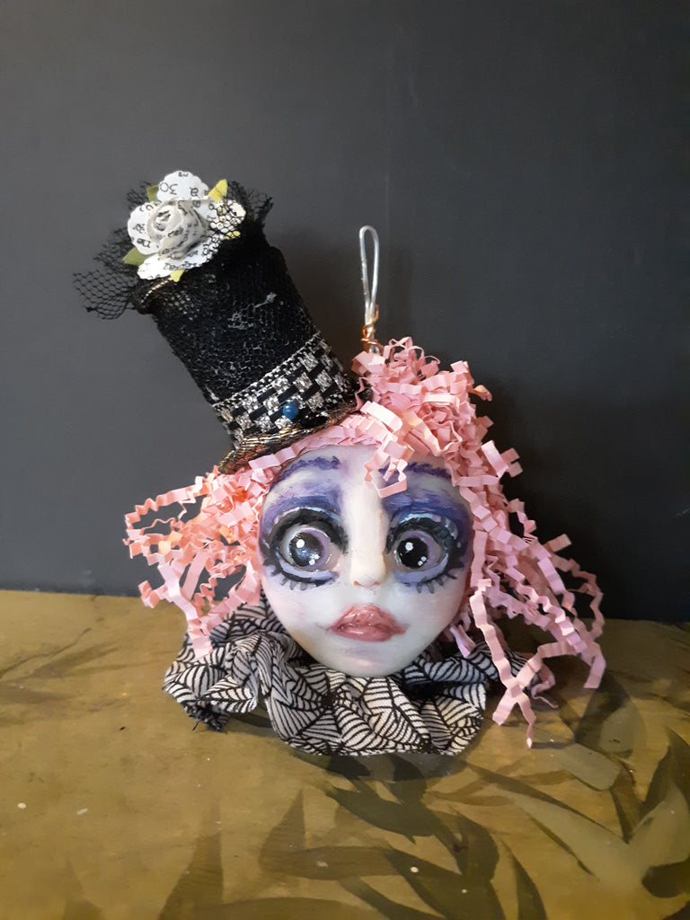 OOAK Pinky Blackheart Handmade Polymer Clay Custom Doll Art