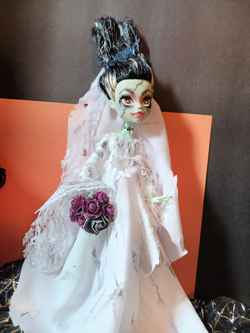 OOAK Bride Of Frankenstein Doll  Monster High repaint