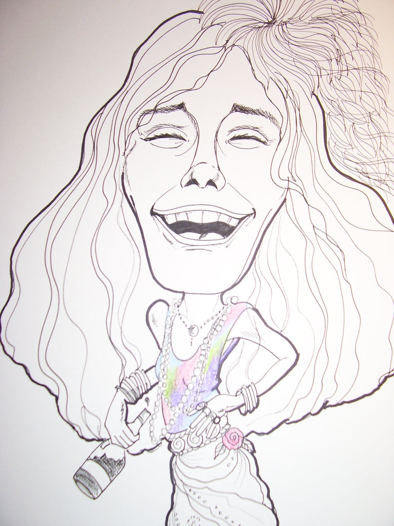 Janis Joplin Rock and Roll Caricature