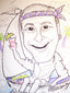 Caricature of One Person in Black and White with a Touch of Color