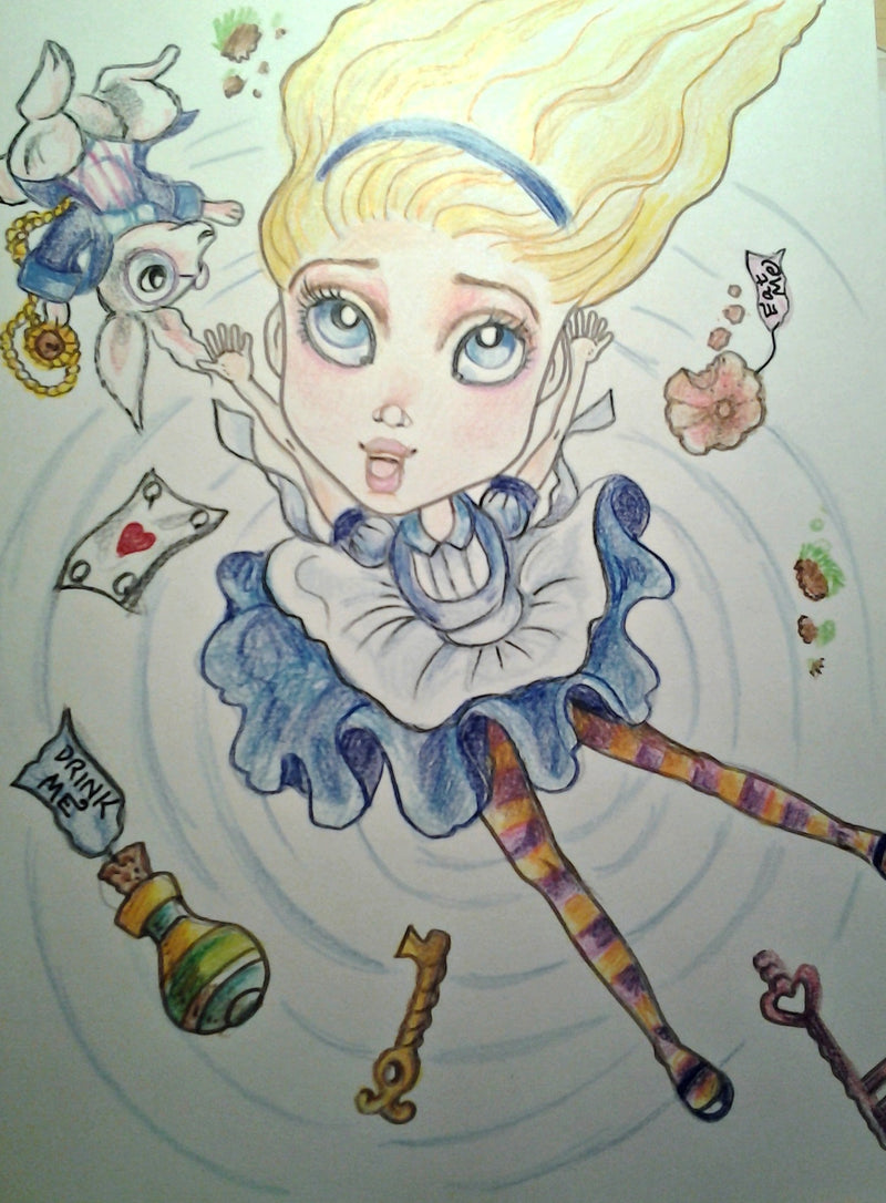 Alice Falls Down Again Art Print
