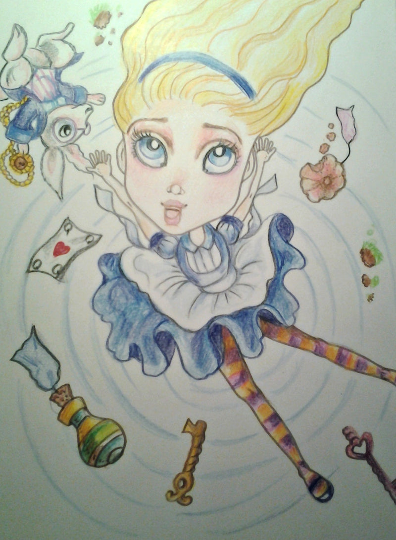 Alice Falls Down Again Art Print
