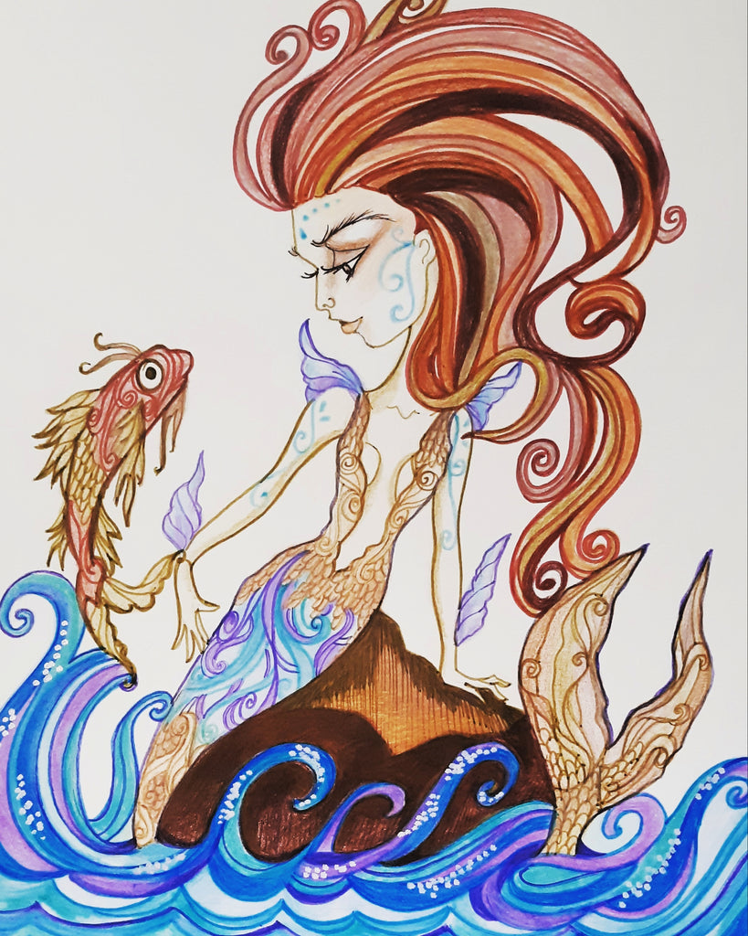 Blue Mermaid Fantasy Art