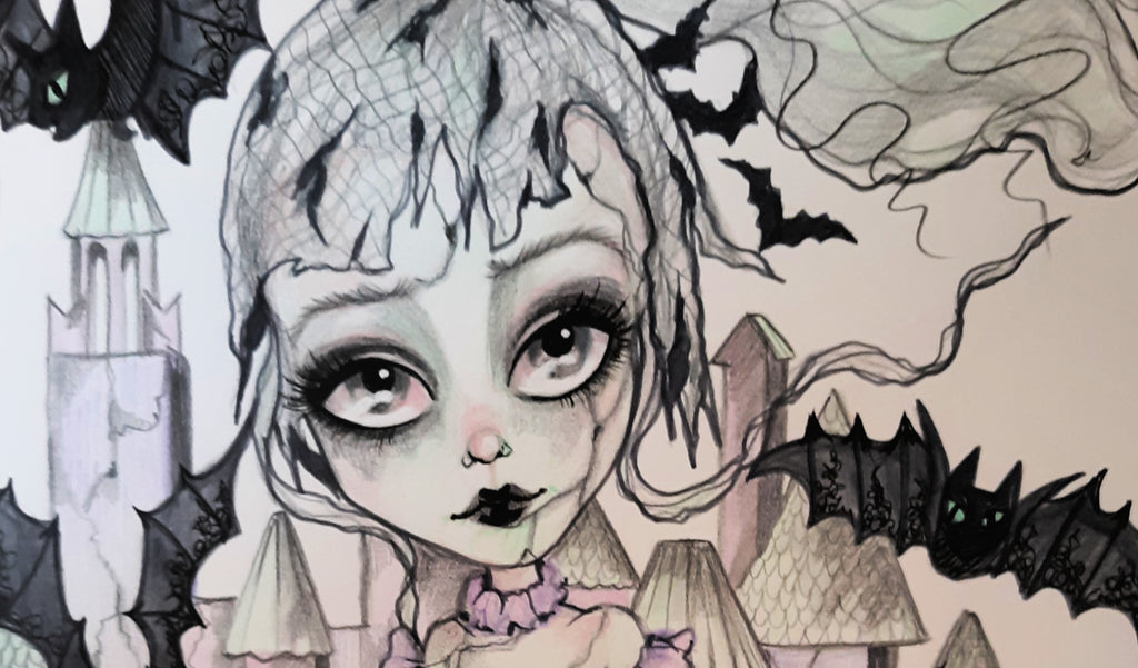 Horror Ghost She Was Haunted Goth Art Print
