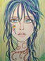 Blue Henna Pop Art Fantasy Woman's Face