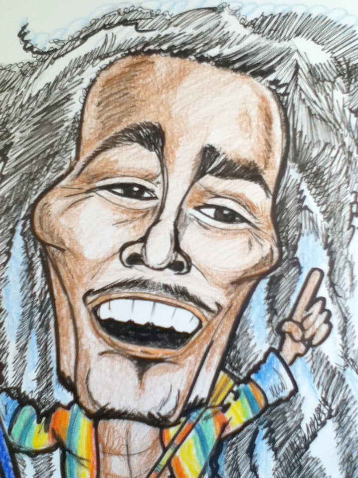 Bob Marley Full Color Rock and Roll Caricature