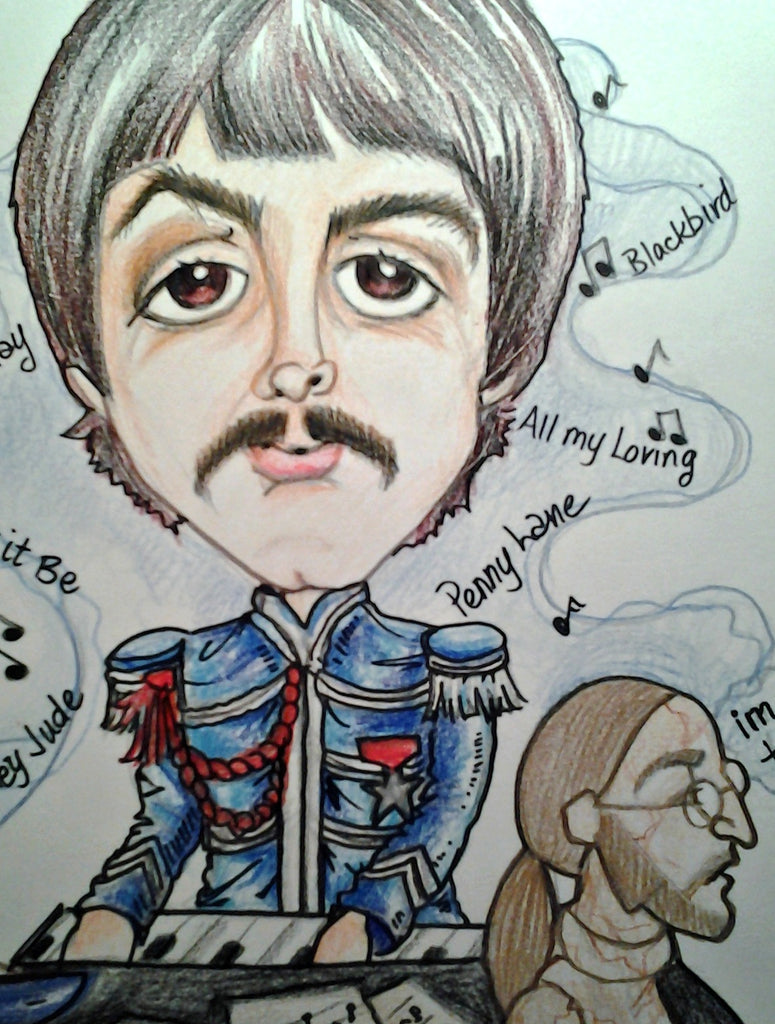 Paul McCartney Full Color Rock and Roll Caricature