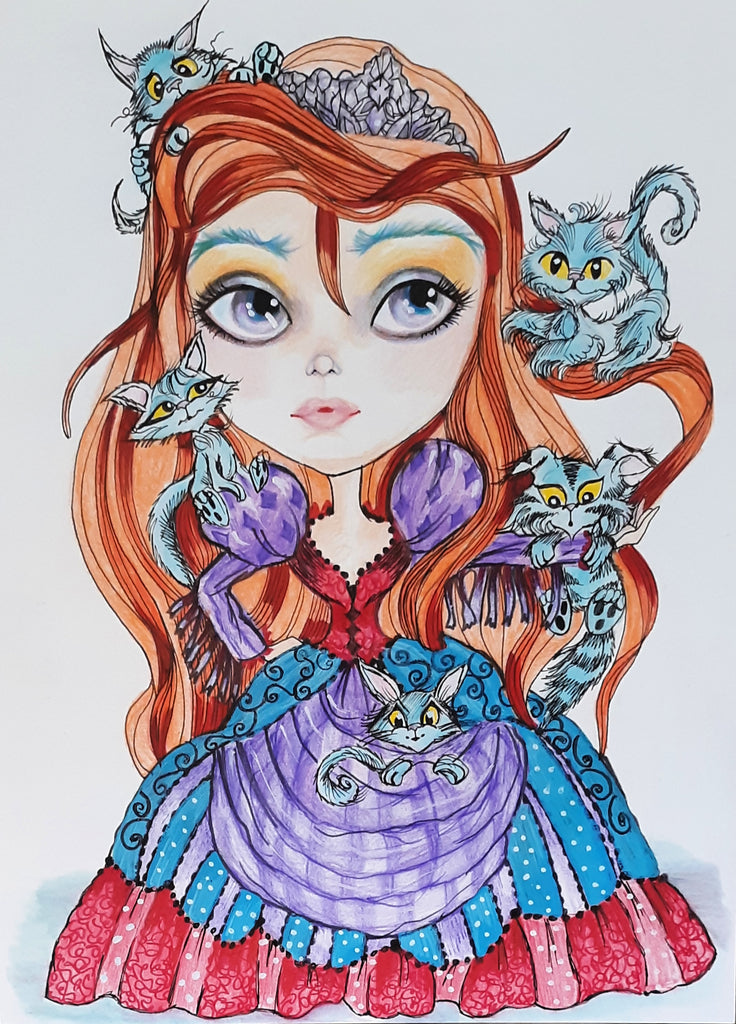 Little Royals and Cats, Dogs and Mice 5 x 7 print set cute whimsical art by Leslie Mehl