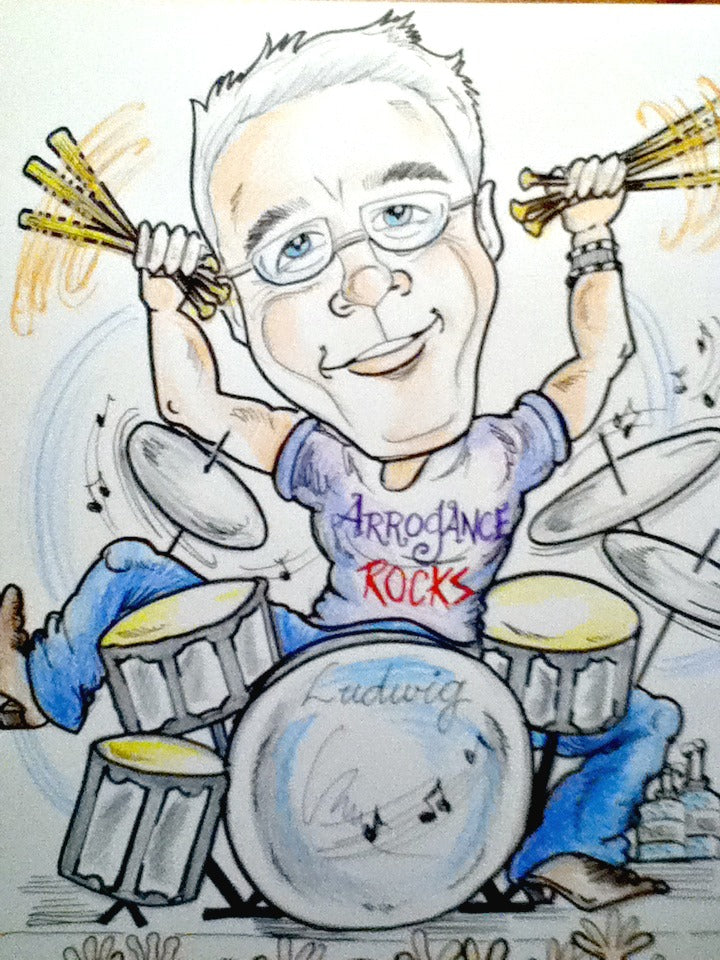 Caricature of One Person in Black and White with a Touch of Color