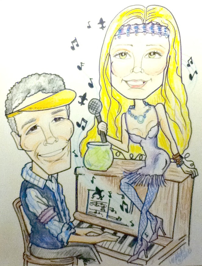 Caricature of Two People in Color