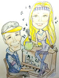 Caricature of Two People in Color
