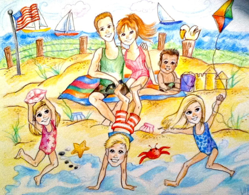 Family or Friends on Beach Art