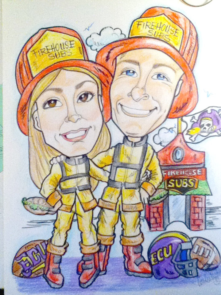 Caricature of Two People in Color