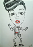 Janelle Monae Pop Portrait Rock and Roll Caricature Music Art