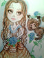 Victorian Jenna and the Monkey  with the Blue Roses Fantasy Art Print