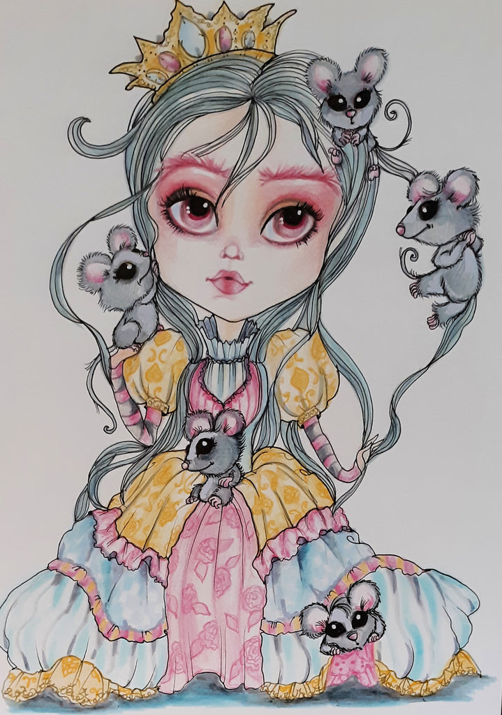 Little Royals and Cats, Dogs and Mice 5 x 7 print set cute whimsical art by Leslie Mehl