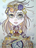 Out of Time Big Eye Fantasy Girl Art Print by Leslie Mehl