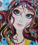 Rapunzel and the Bluebirds Fairytale Fantasy Big Eye Art Print