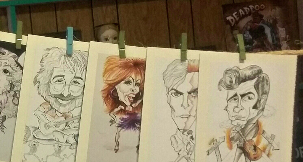 Rock and Roll Legends Greeting Card Set Rock Caricature Art