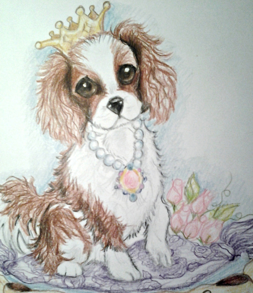 Custom Art Pet Portrait Dog Full Color 8.5 x 11