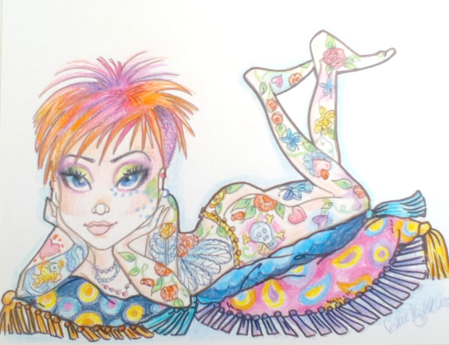 Tattoo Big Eye Girl Fantasy Art Print