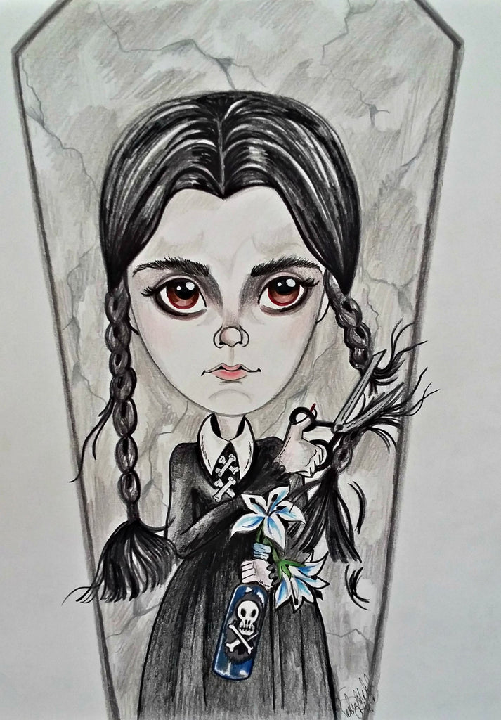 Bad Girl Wednesday Cuts Her Hair Art Print