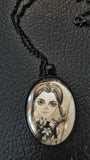 Horror Art Pendant Wednesday Cuts Her Hair Necklace
