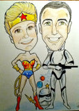 Caricature of Two People in Color