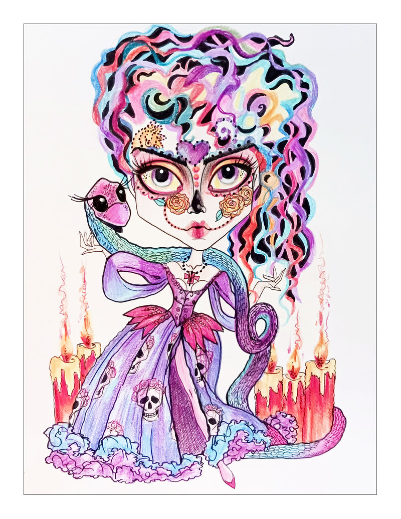 SUGAR Day Of The Dead  Fantasy Big Eye Art Print