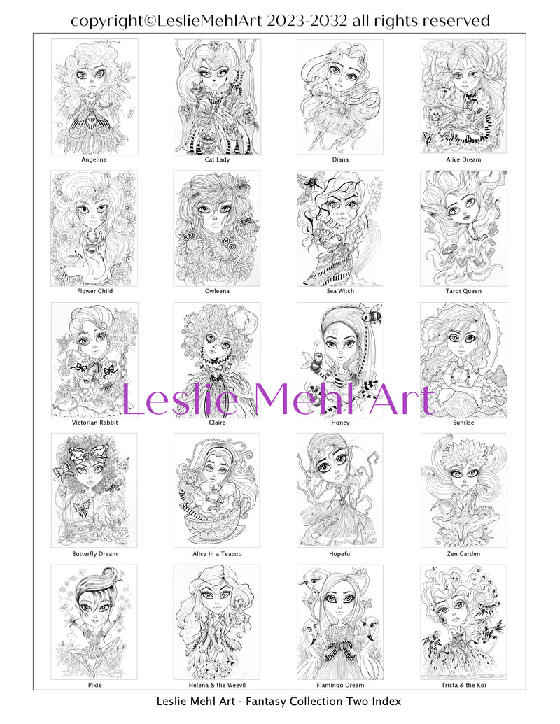 Fantasy Coloring Book 20 Original Line Art Loose Leaf Pages