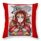 Red and The Wolf fairytale decorative pillow
