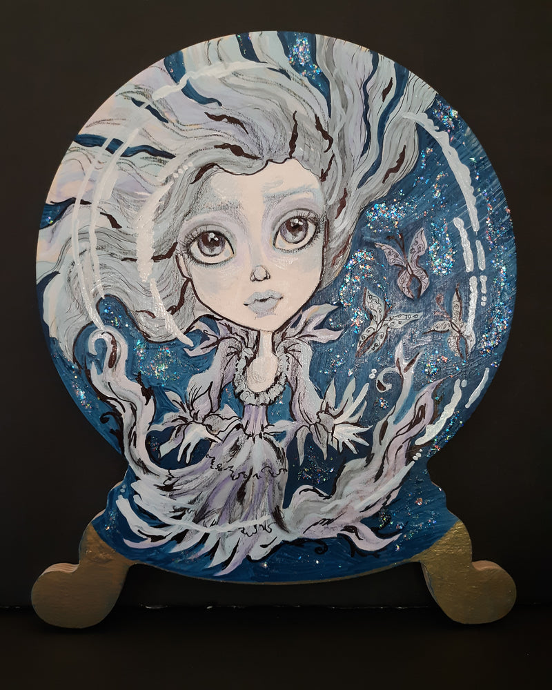 OOAK Handpainted Ghost In A Crystal Ball