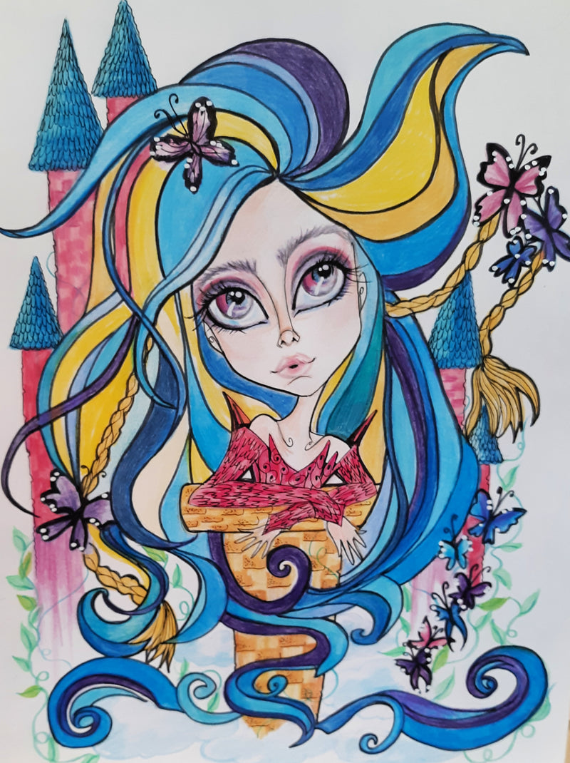 Rapunzel Original Art decorative pillow Fairytale fantasy art