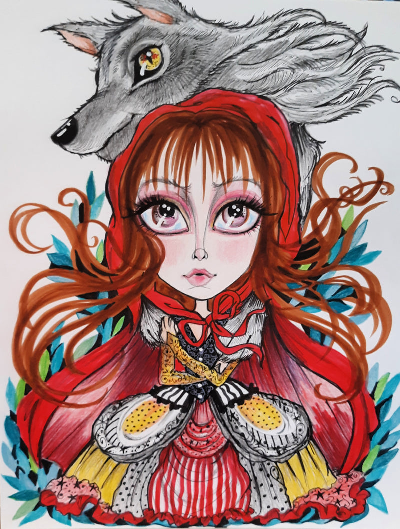 Red and The Wolf fairytale decorative pillow