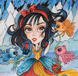 Snow White and The Birds Original Art  Fairytale decorative pillow