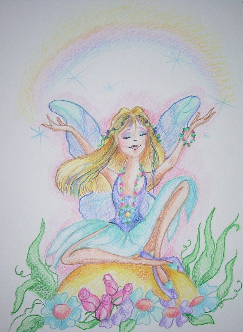 Color child's drawing drawn with markers. Colourful fairy on a white  background. Stock Photo | Adobe Stock