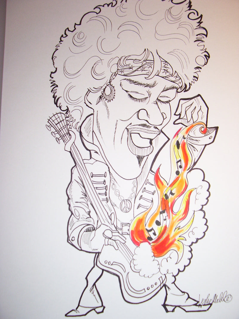 Jimi Hendrix Rock & Roll Caricature